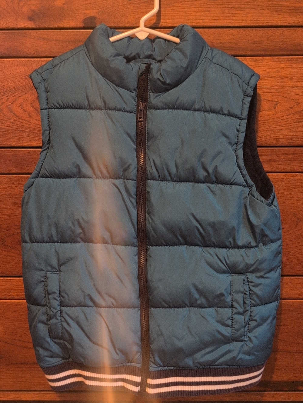 Gymboree Teal Quilted Puffer Vest with Stripe Hem